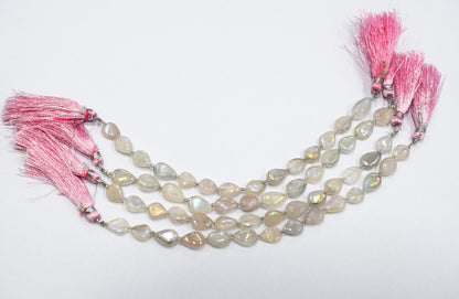 Rose Quartz Rustic Metallic Coated Pear Shape Beads , Sold By Strand , 8x10 - 8x14 mm , 7" , 20394