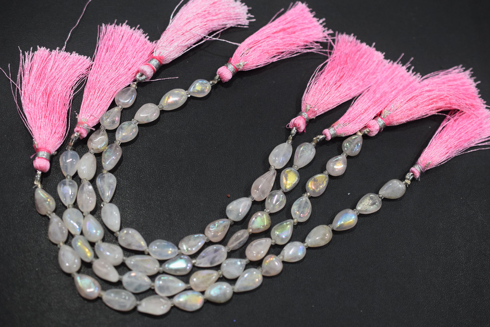 Rose Quartz Rustic Metallic Coated Pear Shape Beads , Sold By Strand , 7.50x10 - 7.50x12 mm , 7" , 20395