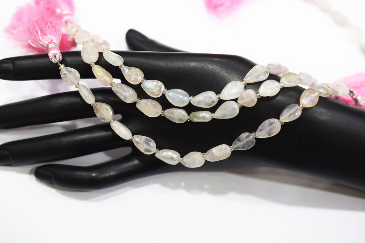 Rose Quartz Rustic Metallic Coated Pear Shape Beads , Sold By Strand , 7.50x10 - 7.50x12 mm , 7" , 20395