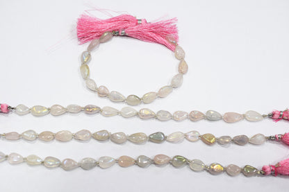 Rose Quartz Rustic Metallic Coated Pear Shape Beads , Sold By Strand , 7.50x10 - 7.50x12 mm , 7" , 20395