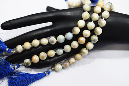 Denim Opal Rustic Style Titanium Coated Round Shape Beads , Sold By Strand , 9 mm , 7" , 20398