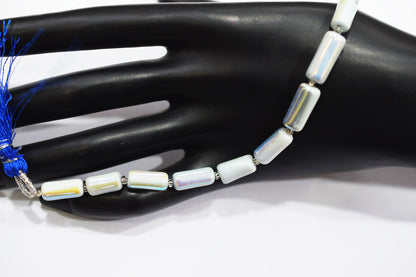 Denim Opal Rustic Style Titanium Coated Drums Shape Beads , Sold By Strand , 6x11 - 7x14 mm , 7" , 20408