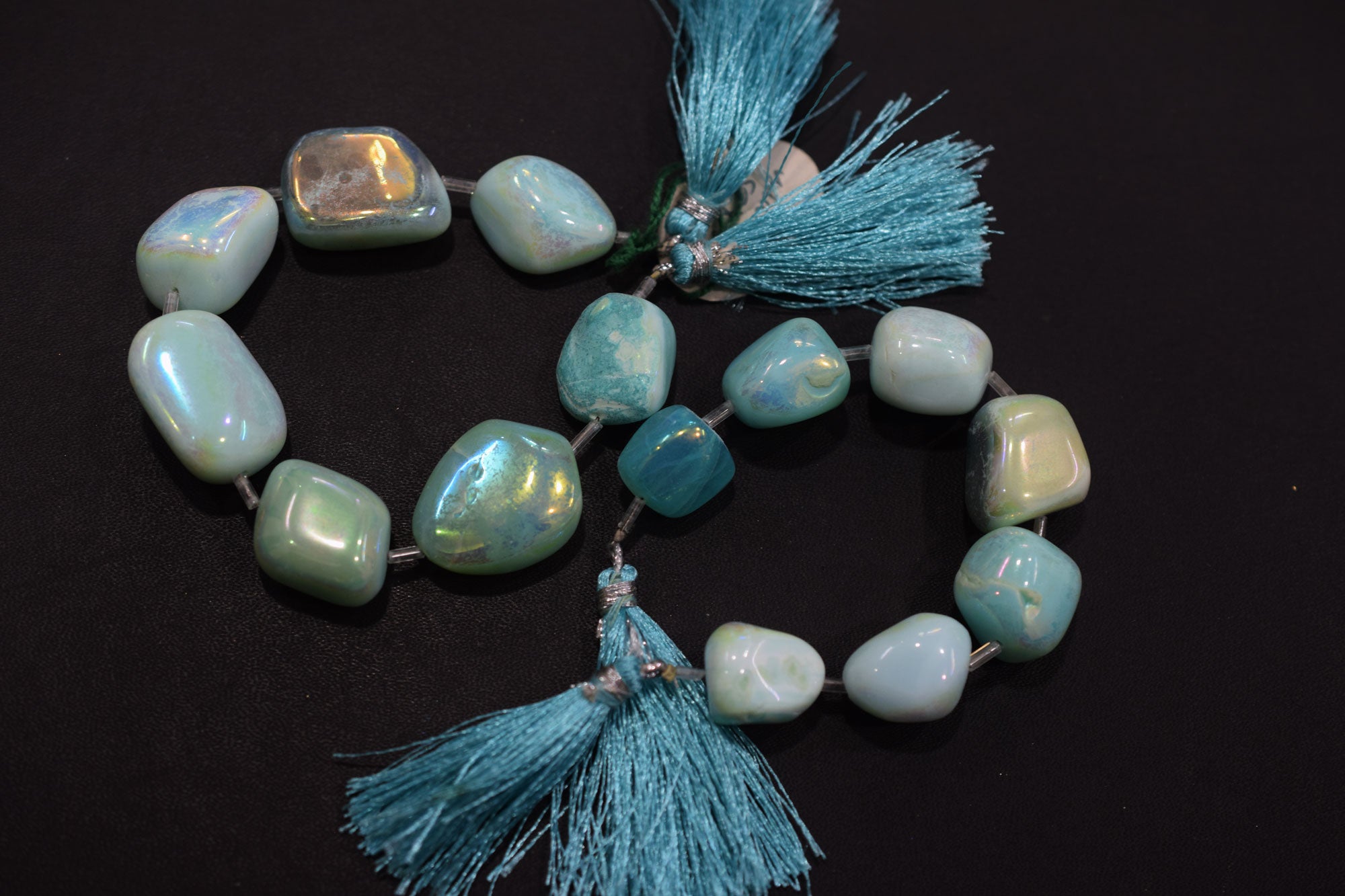 7 Pieces Blue Opal Rustic Style Titanium Coated Nuggets Shape Beads , Sold By Strand , 12x15 - 18x25 mm , 20409