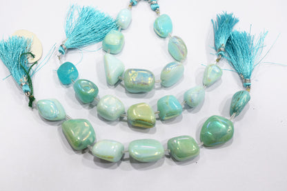 7 Pieces Blue Opal Rustic Style Titanium Coated Nuggets Shape Beads , Sold By Strand , 12x15 - 18x25 mm , 20409
