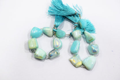 7 Pieces Blue Opal Rustic Style Titanium Coated Nuggets Shape Beads , Sold By Strand , 13x15 - 19x23 mm , 20410