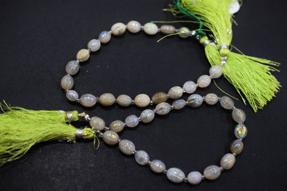 Rustic Metallic Coated Olive Green Coloured Quartz Oval Carved Melon Shape Beads , Sold By Strand , 4.5x6 - 5.5x7 mm , 7 Inches , 20418