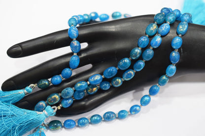 Rustic Metallic Coated Sky Blue Coloured Quartz Oval Carved Melon Shape Beads , Sold By Strand , 7.50x8.50 - 7.50x10 mm , 7" , 20426