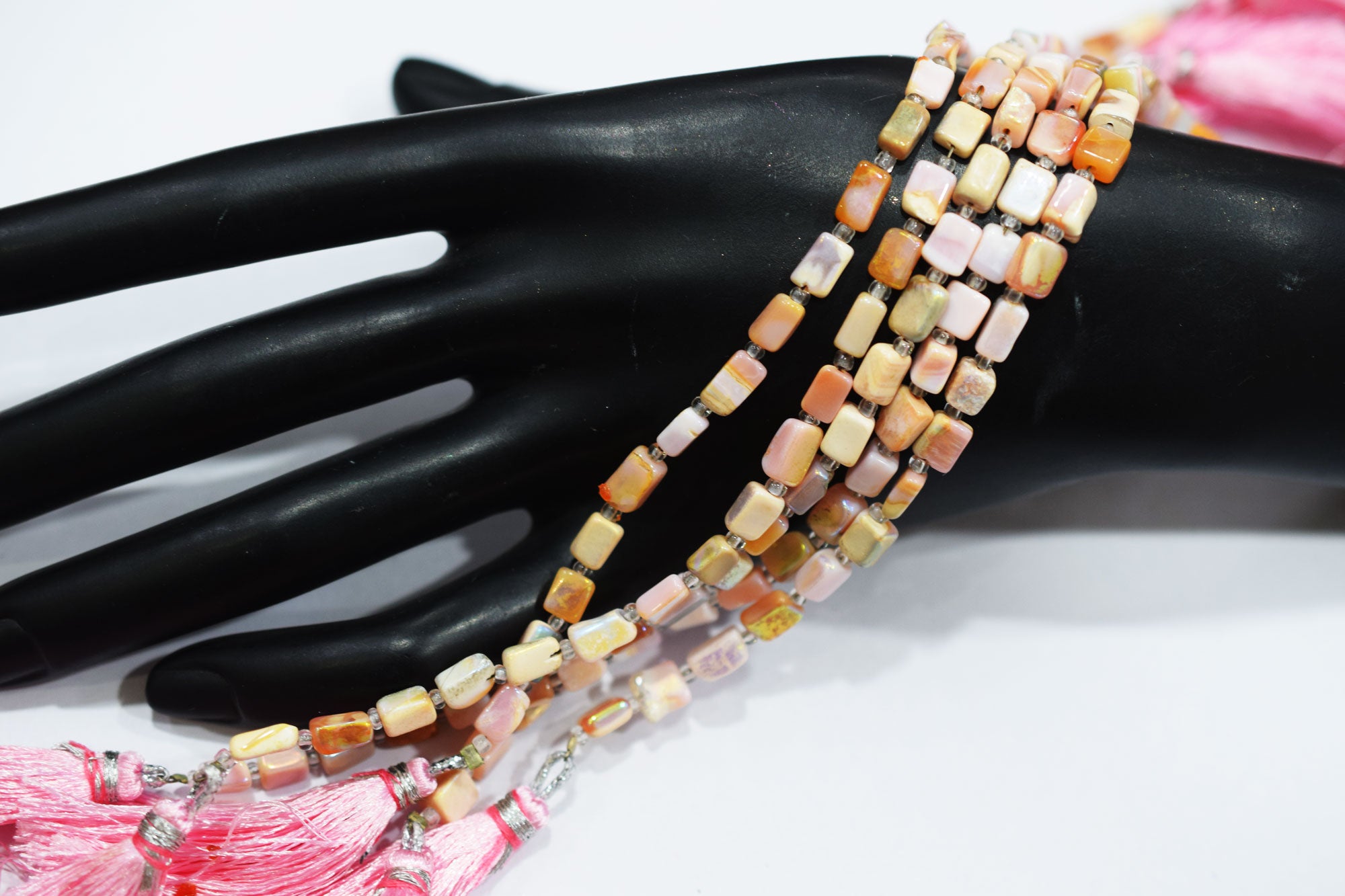 Rustic Metallic Coated Pink Opal Uneven Rectangle Shape Gemstone , Sold By Strand , 4.50x5 - 4x6 mm , 7", 20433