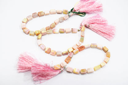 Rustic Metallic Coated Pink Opal Uneven Rectangle Shape Gemstone , Sold By Strand , 6x7 - 7x9 mm , 7", 20434