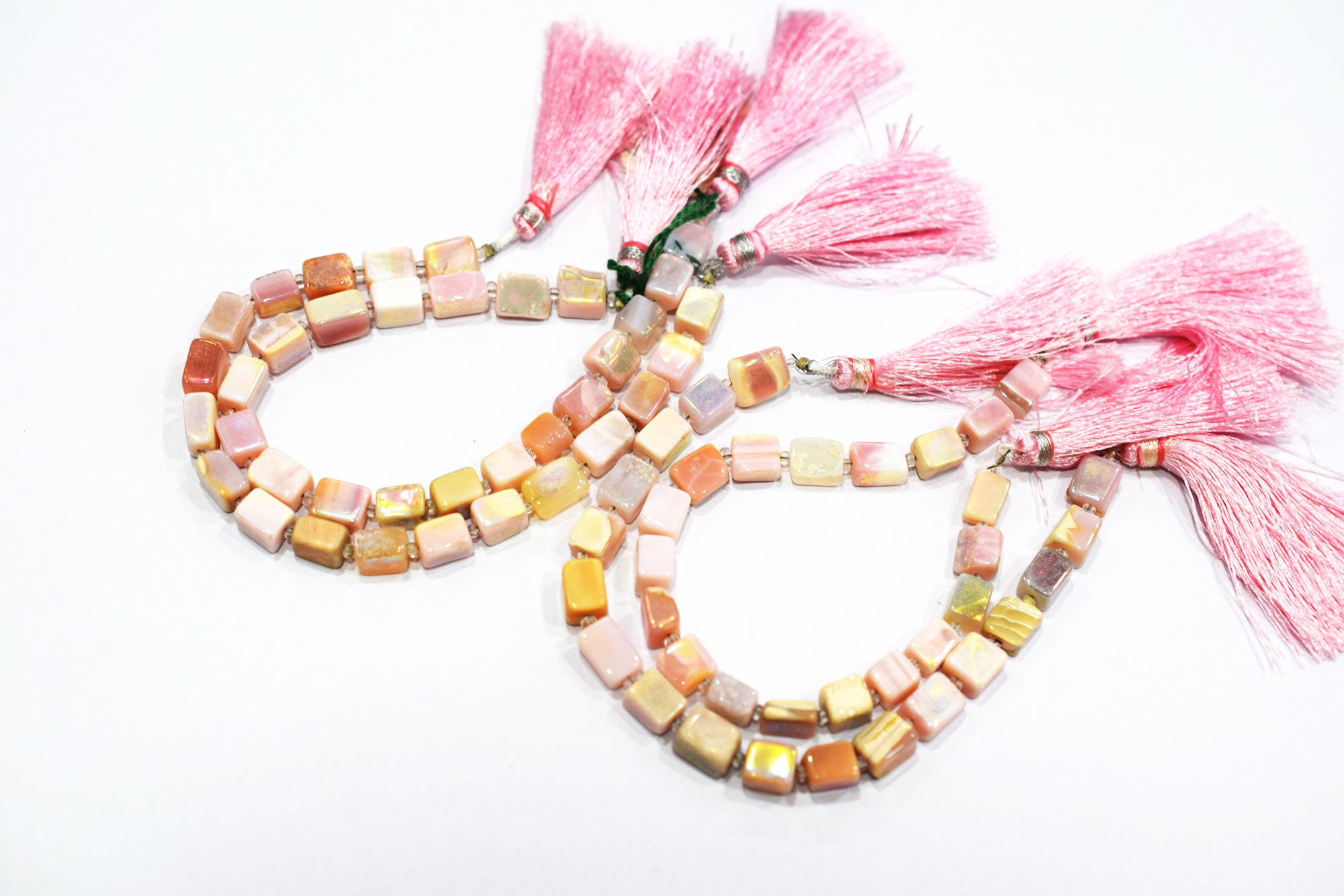 Rustic Metallic Coated Pink Opal Uneven Rectangle Shape Gemstone , Sold By Strand , 6x7 - 7x9 mm , 7", 20434