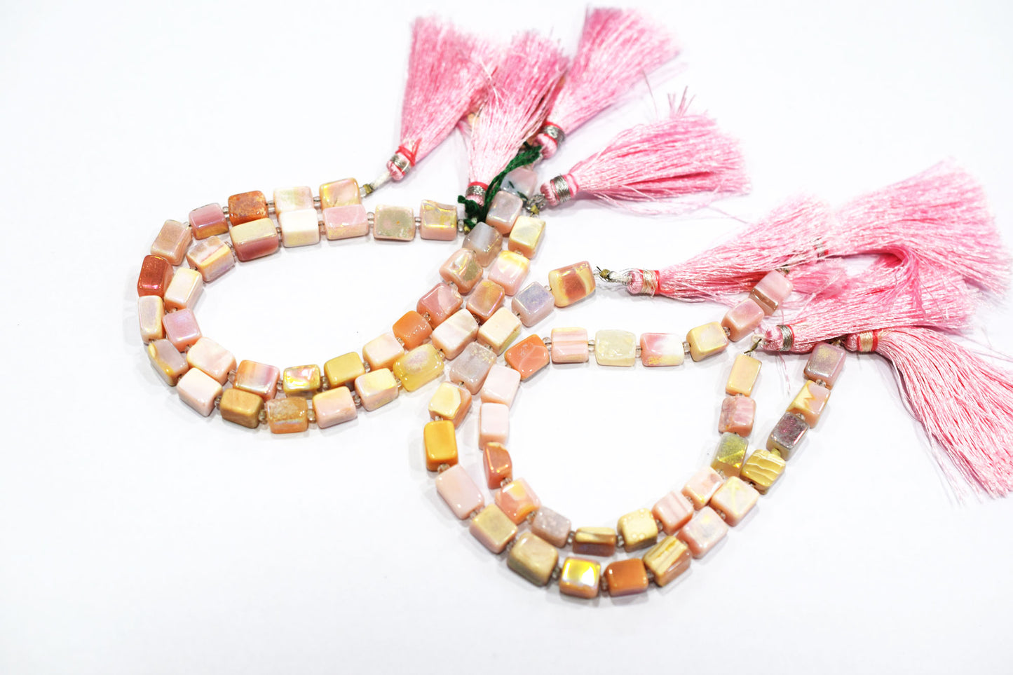 Rustic Metallic Coated Pink Opal Uneven Rectangle Shape Gemstone , Sold By Strand , 6x7 - 7x9 mm , 7", 20434