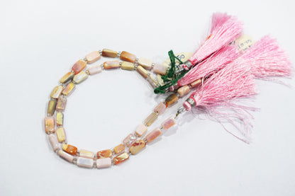 Rustic Metallic Coated Pink Opal Uneven Rectangle Shape Gemstone , Sold By Strand , 4x7 - 4.5x9.5 mm , 7", 20435