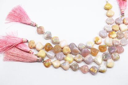 Rustic Metallic Coated Pink Opal Heart Shape Gemstone , Sold By Strand , 13x13 - 14x14 mm , 7" , 20436