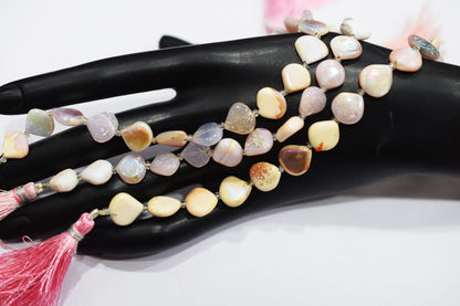 Rustic Metallic Coated Pink Opal Heart Shape Gemstone , Sold By Strand , 10x10 - 11x11 mm , 7" , 20437