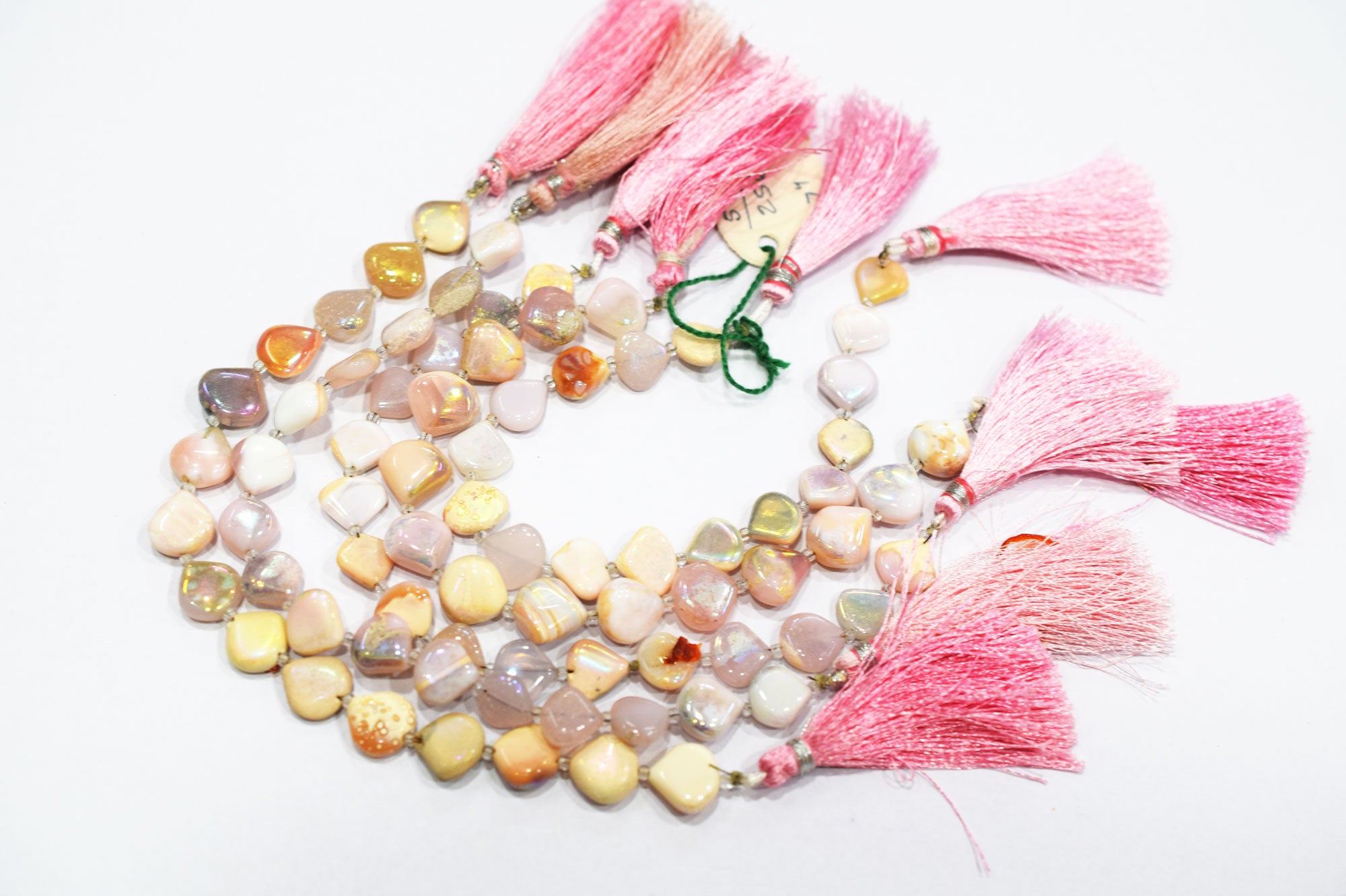 Rustic Metallic Coated Pink Opal Heart Shape Gemstone , Sold By Strand , 10x10 - 11x11 mm , 7" , 20437
