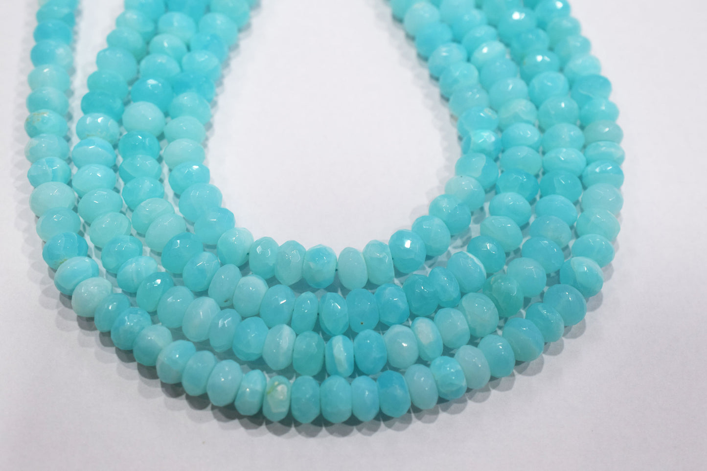 Natural Peruvian Blue Opal Rondelle Faceted Beads , Sold By Strand , 9 - 9.50 mm , 13",  20482