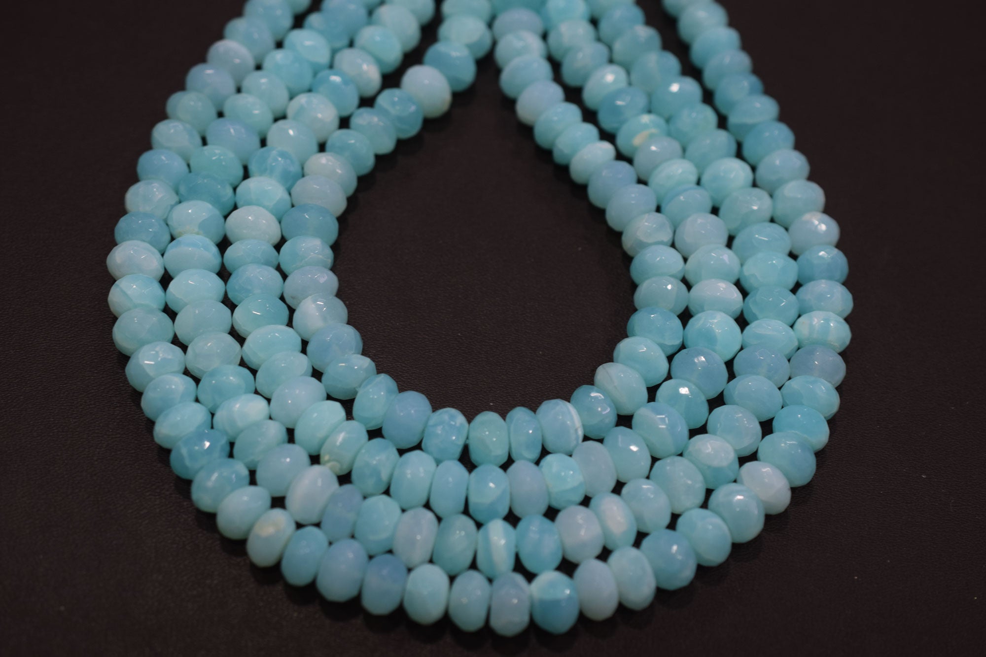 Natural Peruvian Blue Opal Rondelle Faceted Beads , Sold By Strand , 9 - 9.50 mm , 13",  20482