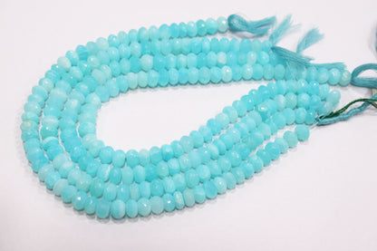 Natural Peruvian Blue Opal Rondelle Faceted Beads , Sold By Strand , 9 - 9.50 mm , 13",  20482