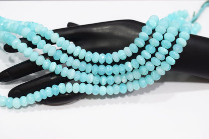 Natural Peruvian Blue Opal Rondelle Faceted Beads , Sold By Strand , 9 - 9.50 mm , 13",  20482