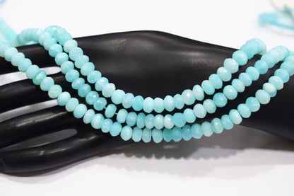 Natural Peruvian Blue Opal Rondelle Faceted Beads , Sold By Strand , 7 - 7.50 mm , 13",  20483