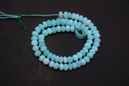 Natural Peruvian Blue Opal Rondelle Faceted Beads , Sold By Strand , 7 - 7.50 mm , 13",  20483