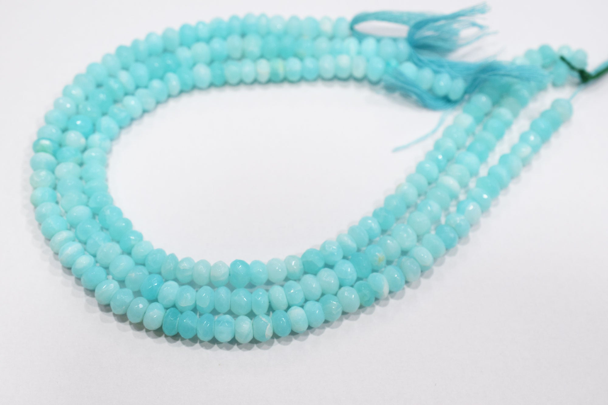 Natural Peruvian Blue Opal Rondelle Faceted Beads , Sold By Strand , 7 - 7.50 mm , 13",  20483