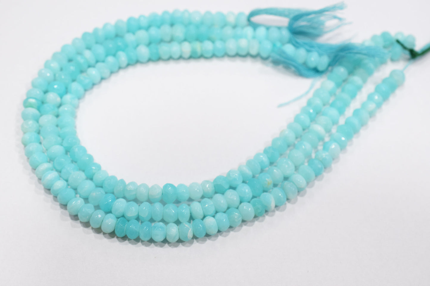 Natural Peruvian Blue Opal Rondelle Faceted Beads , Sold By Strand , 7 - 7.50 mm , 13",  20483