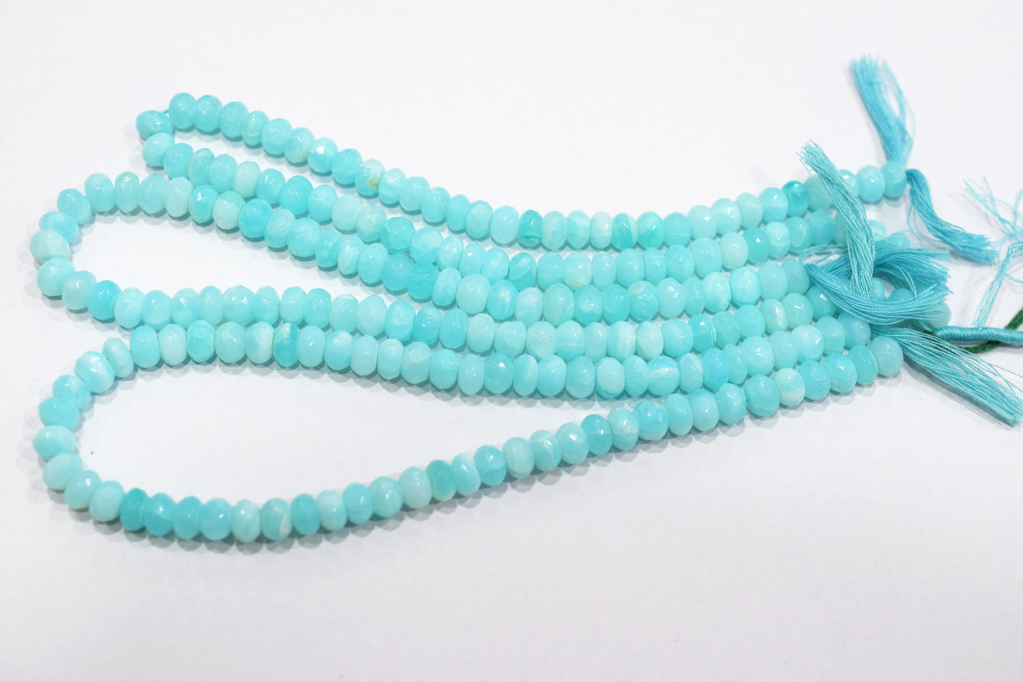 Natural Peruvian Blue Opal Rondelle Faceted Beads , Sold By Strand , 7 - 7.50 mm , 13",  20483