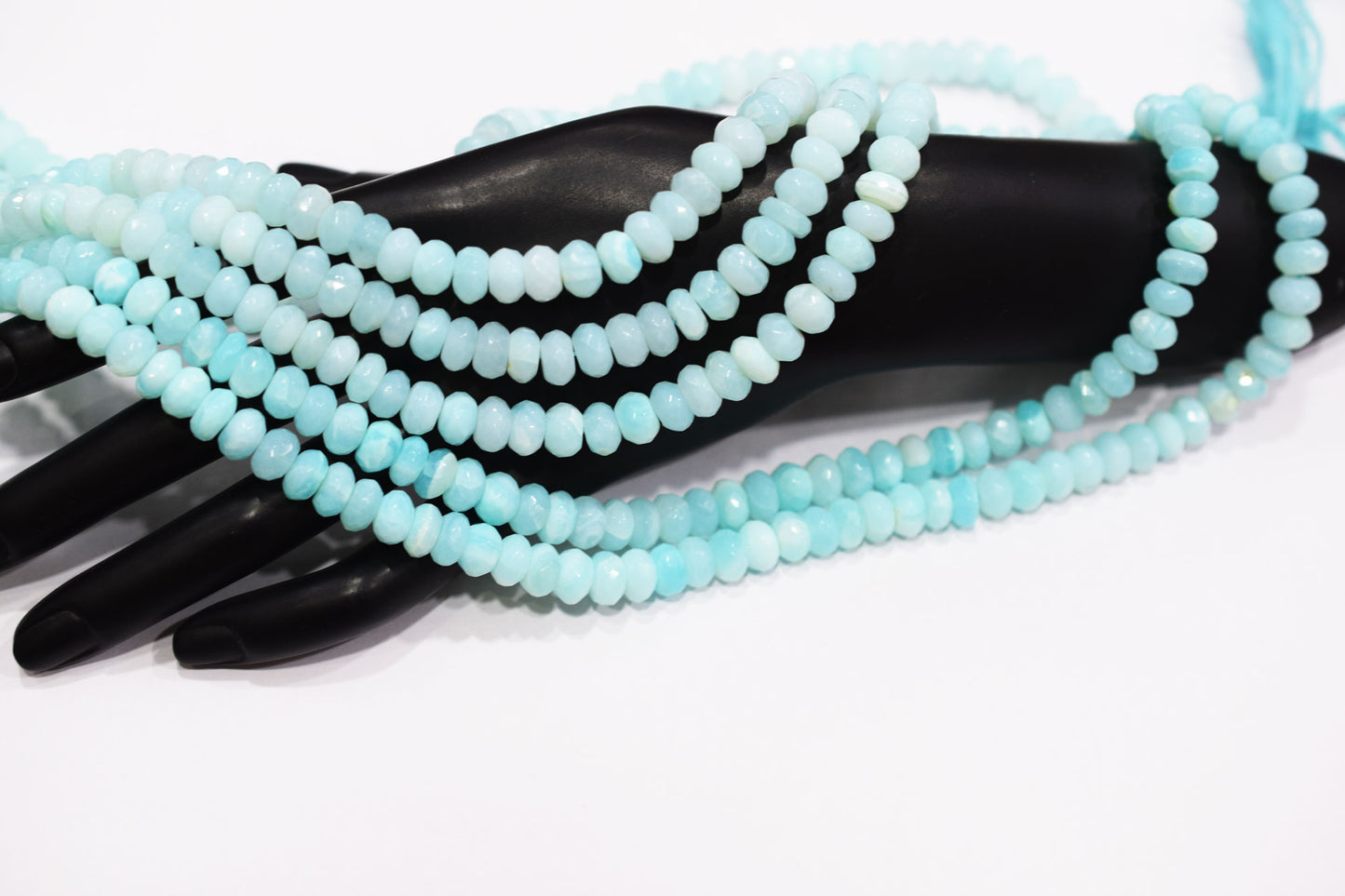 Natural Peruvian Blue Opal Rondelle Faceted Beads , Sold By Strand , 8 - 8.50 mm , 13",  20485