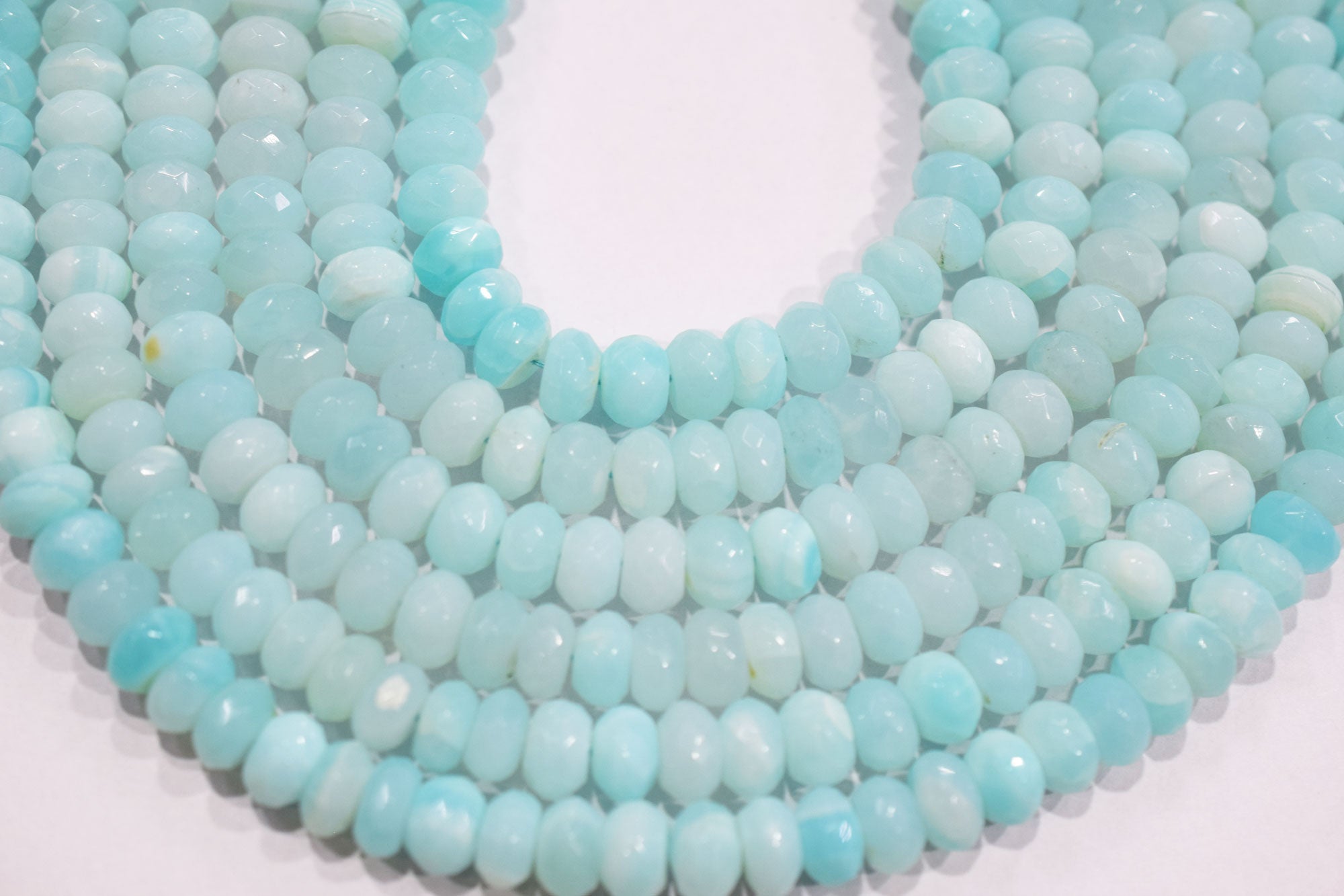 Natural Peruvian Blue Opal Rondelle Faceted Beads , Sold By Strand , 8 - 8.50 mm , 13",  20485