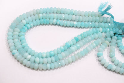 Natural Peruvian Blue Opal Rondelle Faceted Beads , Sold By Strand , 8 - 8.50 mm , 13",  20485