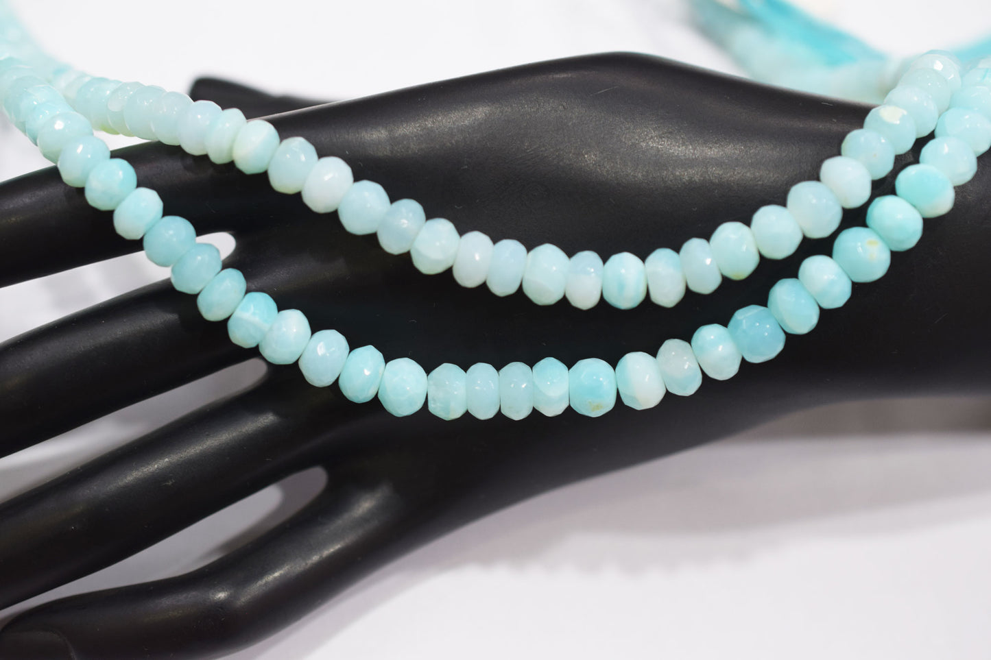 Natural Peruvian Blue Opal Rondelle Faceted Beads , Sold By Strand , 6 - 7 mm , 13",  20486