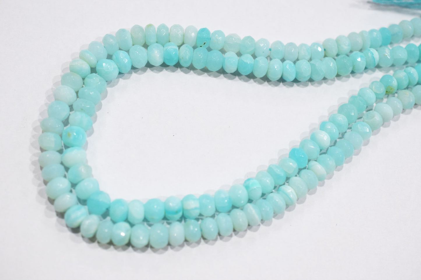 Natural Peruvian Blue Opal Rondelle Faceted Beads , Sold By Strand , 6 - 7 mm , 13",  20486