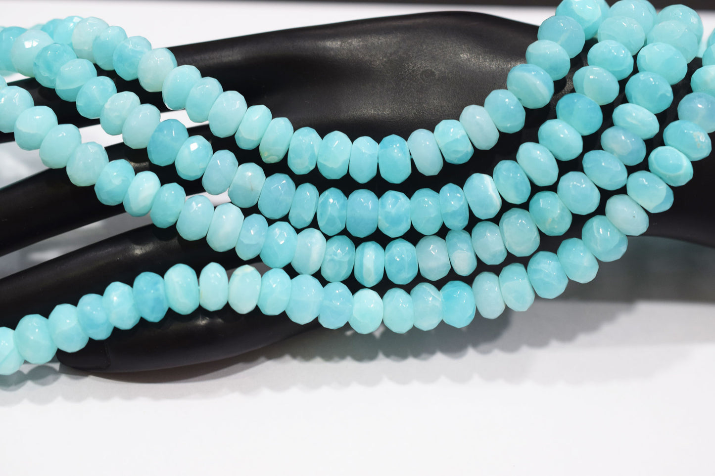 Natural Peruvian Blue Opal Rondelle Faceted Beads , Sold By Strand , 9 - 9.50 mm , 13",  20487