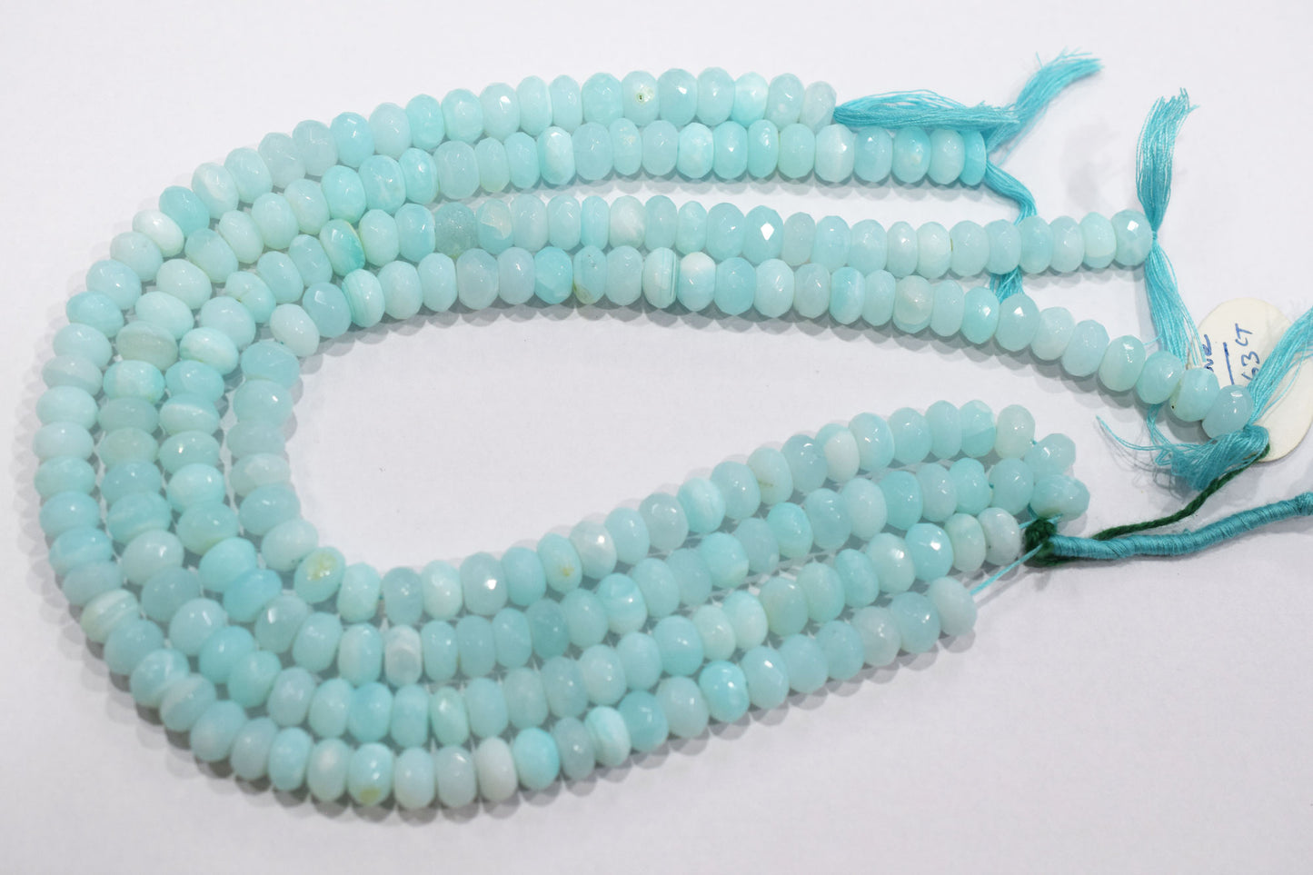 Natural Peruvian Blue Opal Rondelle Faceted Beads , Sold By Strand , 9 - 9.50 mm , 13",  20487