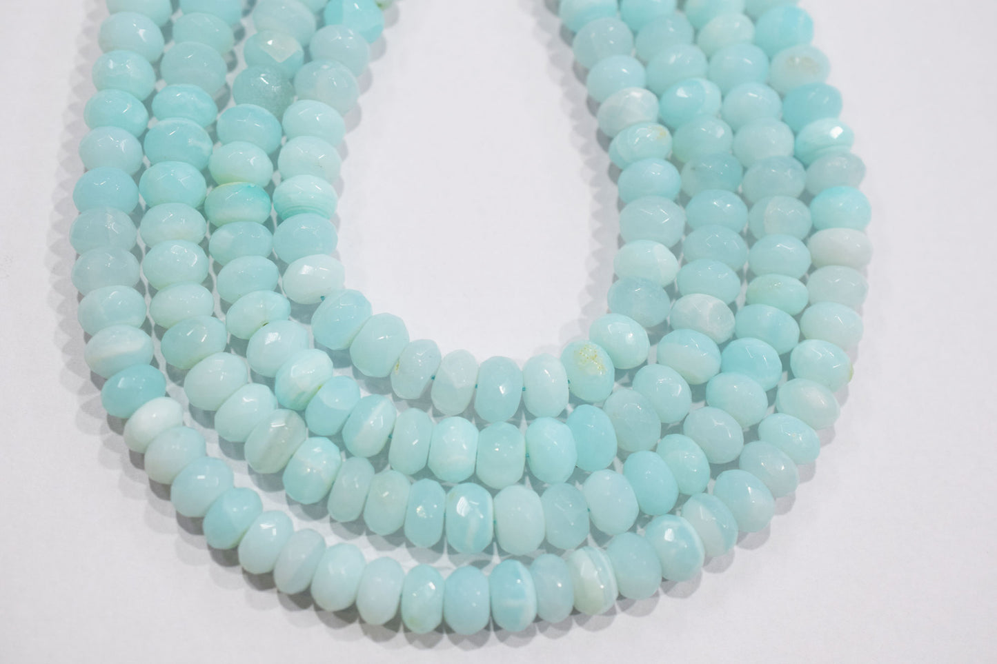 Natural Peruvian Blue Opal Rondelle Faceted Beads , Sold By Strand , 9 - 9.50 mm , 13",  20487