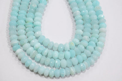 Natural Peruvian Blue Opal Rondelle Faceted Beads , Sold By Strand , 9 - 9.50 mm , 13",  20487