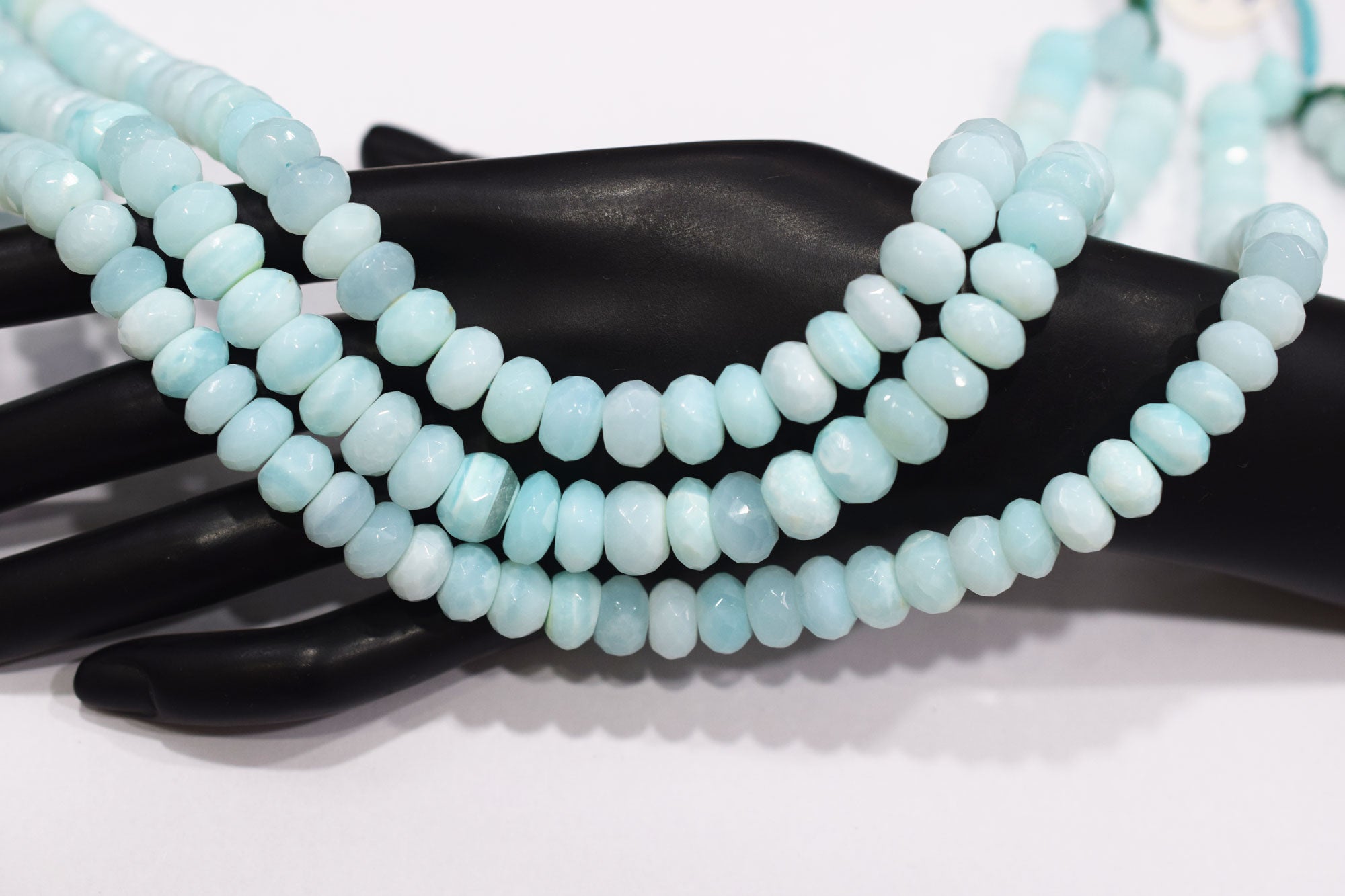 Natural Peruvian Blue Opal Rondelle Faceted Beads , Sold By Strand , 10 - 11 mm , 13",  20488
