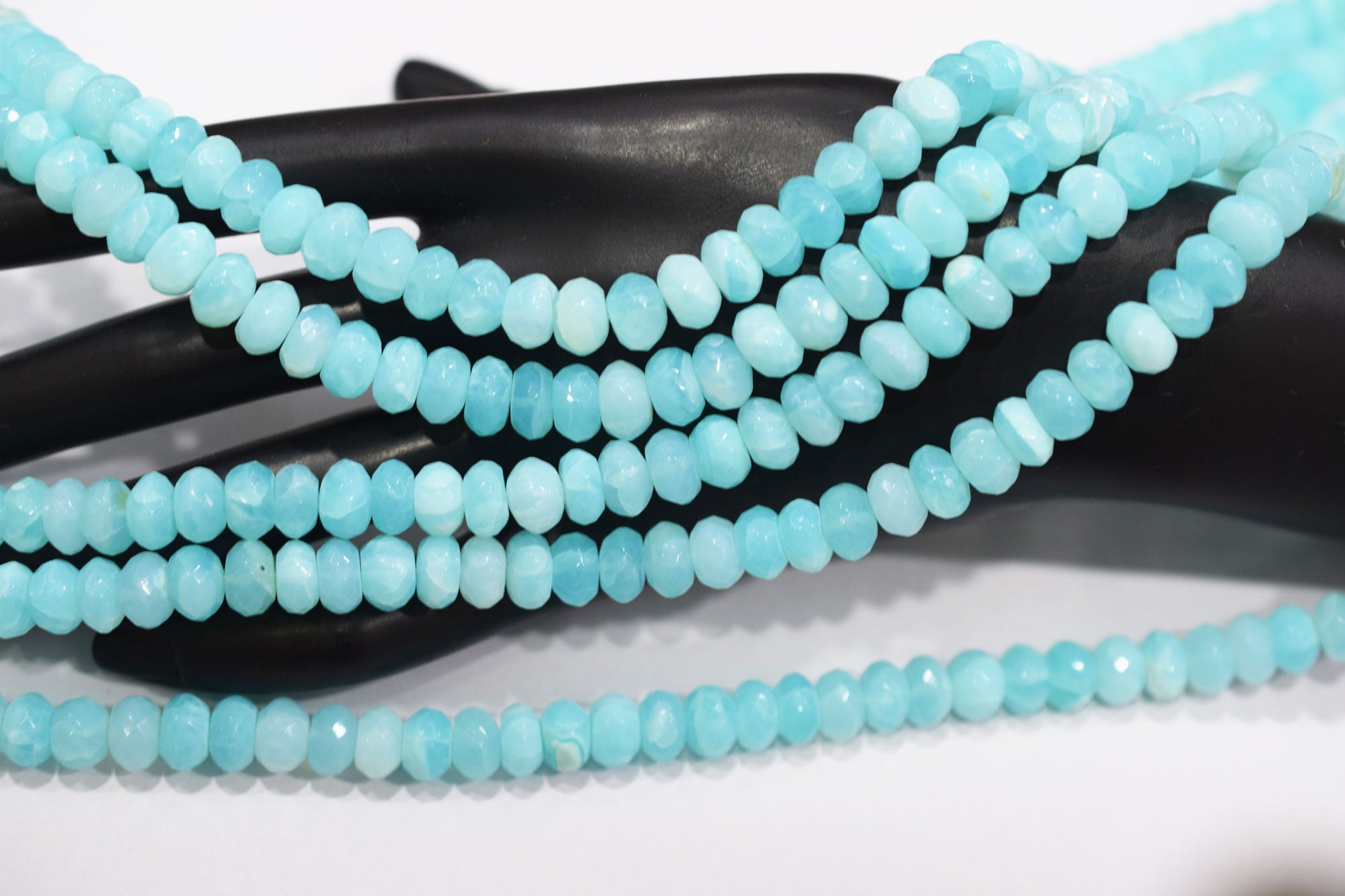 Natural Peruvian Blue Opal Rondelle Faceted Beads , Sold By Strand , 8 - 9 mm , 13",  20489