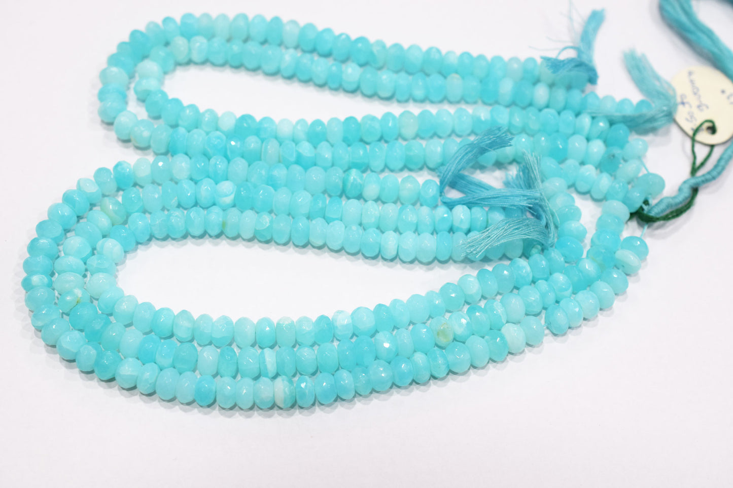 Natural Peruvian Blue Opal Rondelle Faceted Beads , Sold By Strand , 8 - 9 mm , 13",  20489