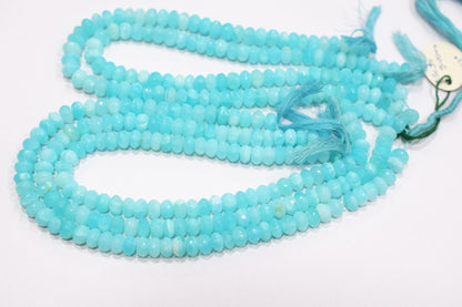 Natural Peruvian Blue Opal Rondelle Faceted Beads , Sold By Strand , 8 - 9 mm , 13",  20489