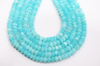 Natural Peruvian Blue Opal Rondelle Faceted Beads , Sold By Strand , 8 - 9 mm , 13",  20489
