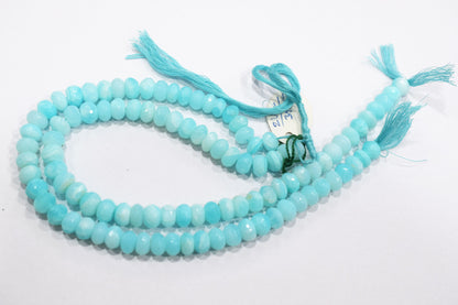 Natural Peruvian Blue Opal Rondelle Faceted Beads , Sold By Strand , 10 mm , 13",  20490