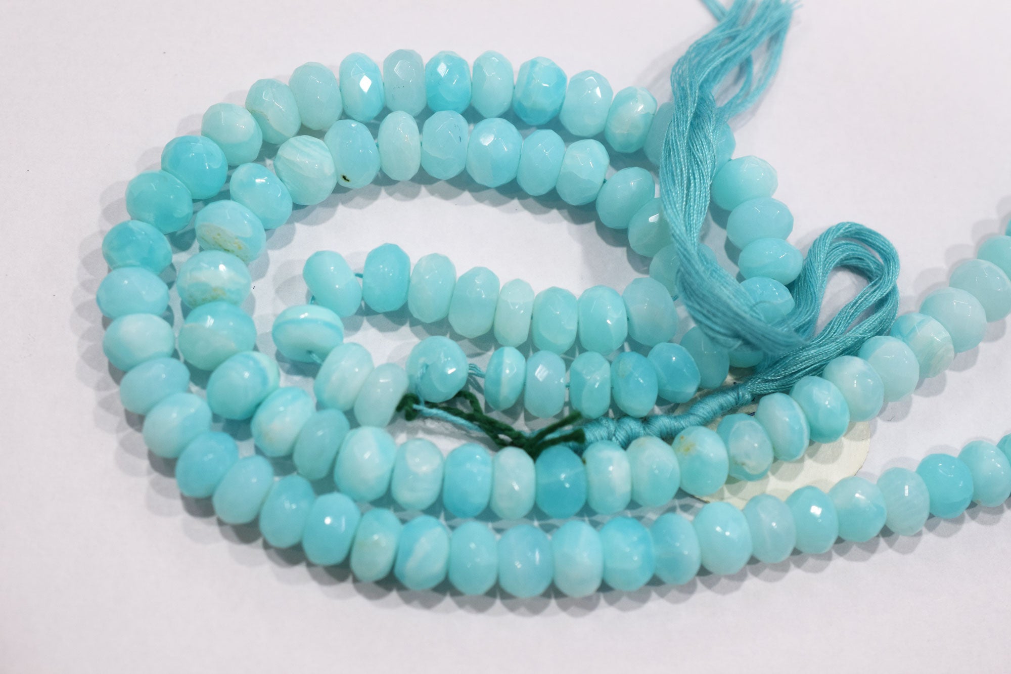 Natural Peruvian Blue Opal Rondelle Faceted Beads , Sold By Strand , 10 mm , 13",  20490