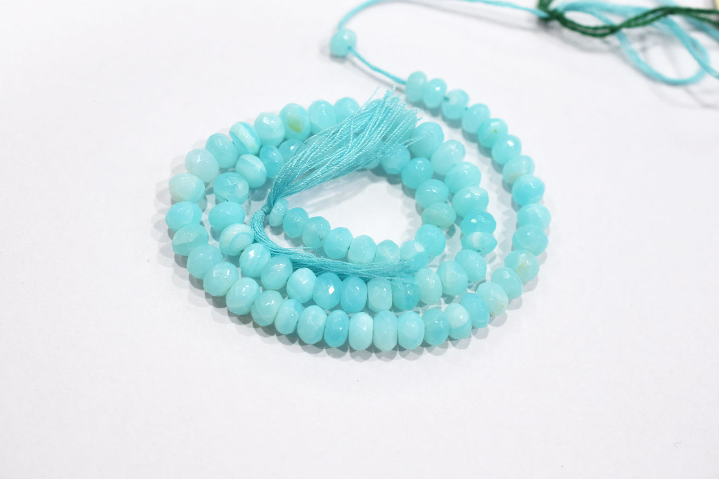 Natural Peruvian Blue Opal Rondelle Faceted Beads , Sold By Strand , 5.50 - 7 mm , 13",  20492