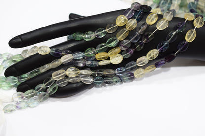 Natural Multi Fluorite Oval Nuggets Shape Beads , Sold By Strand , 8x10 - 8.50x12  mm , 13" , 20628