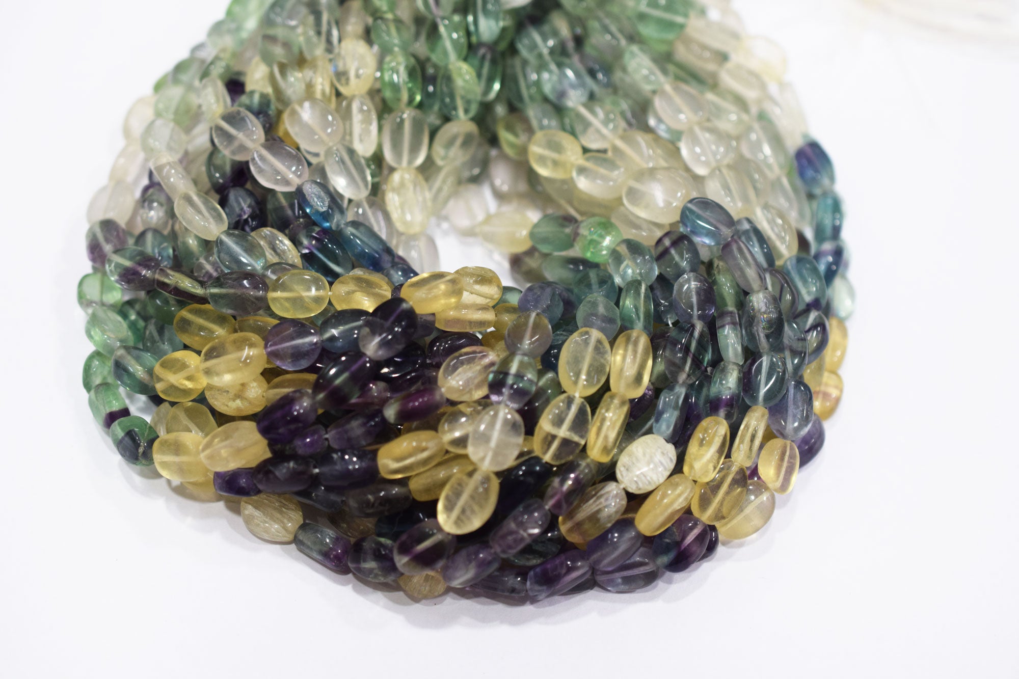 Natural Multi Fluorite Oval Nuggets Shape Beads , Sold By Strand , 8x10 - 8.50x12  mm , 13" , 20628