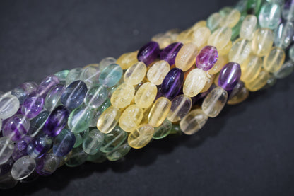 Natural Multi Fluorite Oval Nuggets Shape Beads , Sold By Strand , 6.50x9 - 7x12  mm , 14" ,   20629