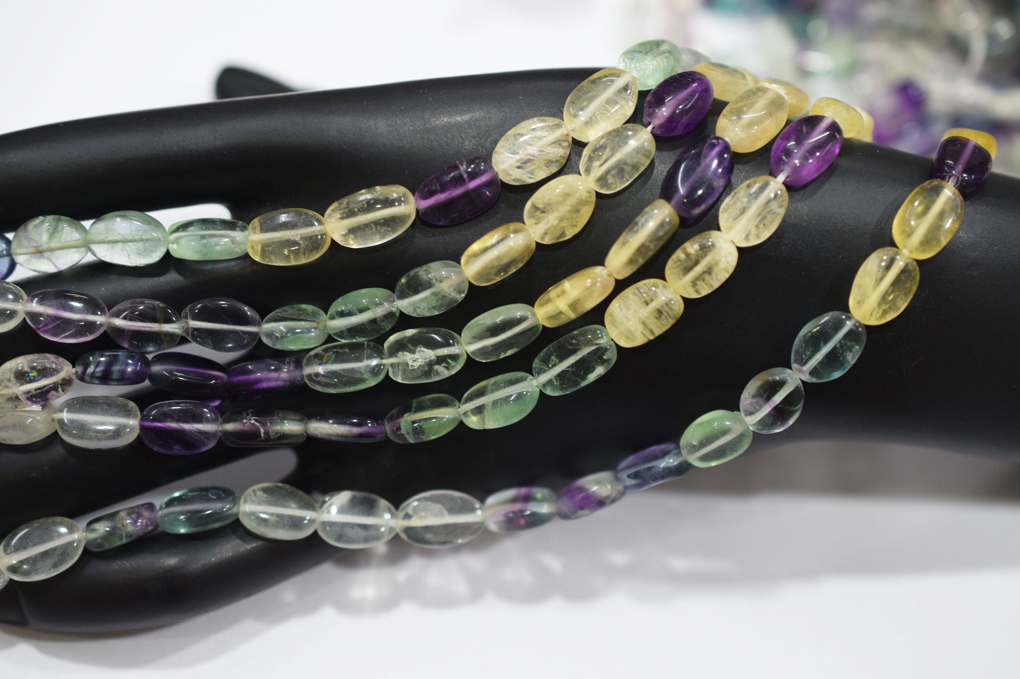 Natural Multi Fluorite Oval Nuggets Shape Beads , Sold By Strand , 6.50x9 - 7x12  mm , 14" ,   20629