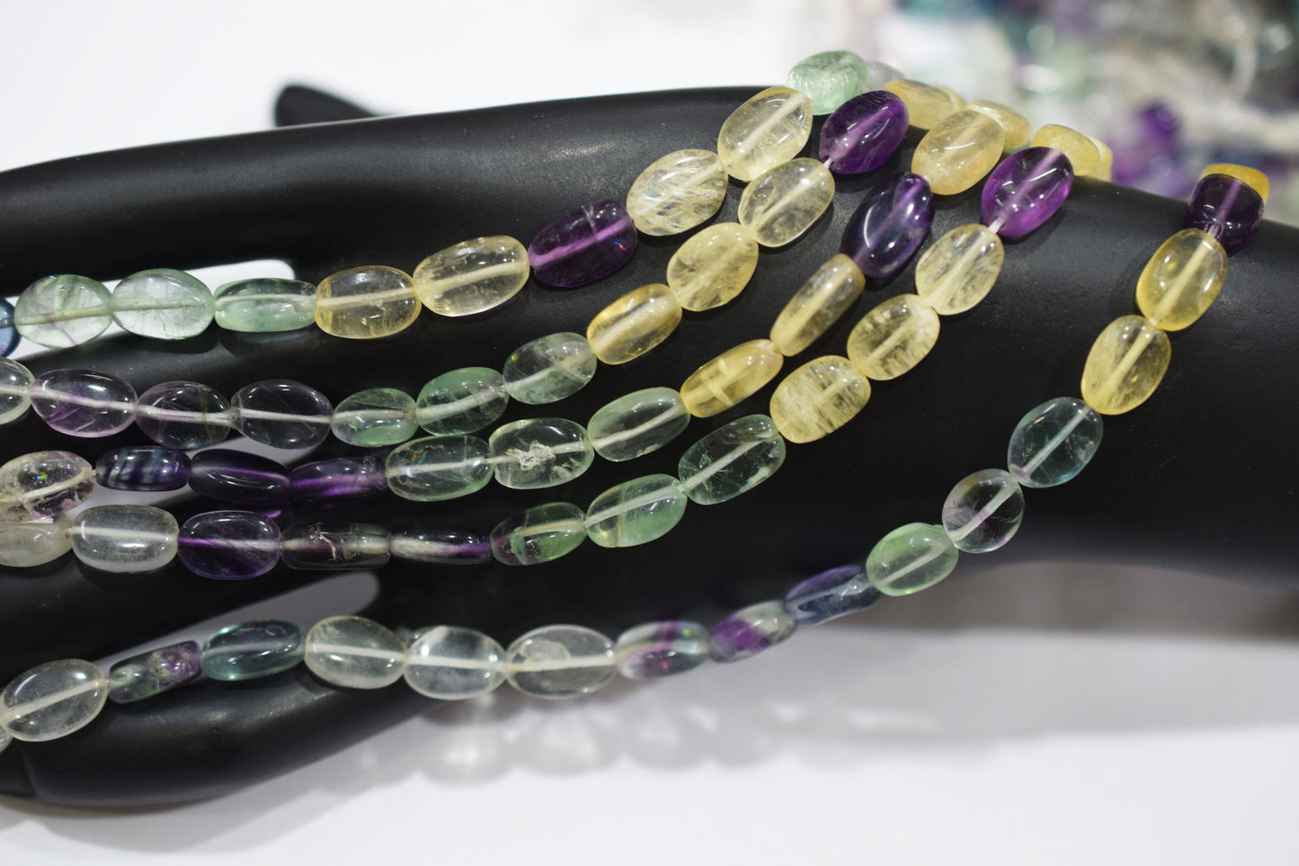 Natural Multi Fluorite Oval Nuggets Shape Beads , Sold By Strand , 6.50x9 - 7x12  mm , 14" ,   20629